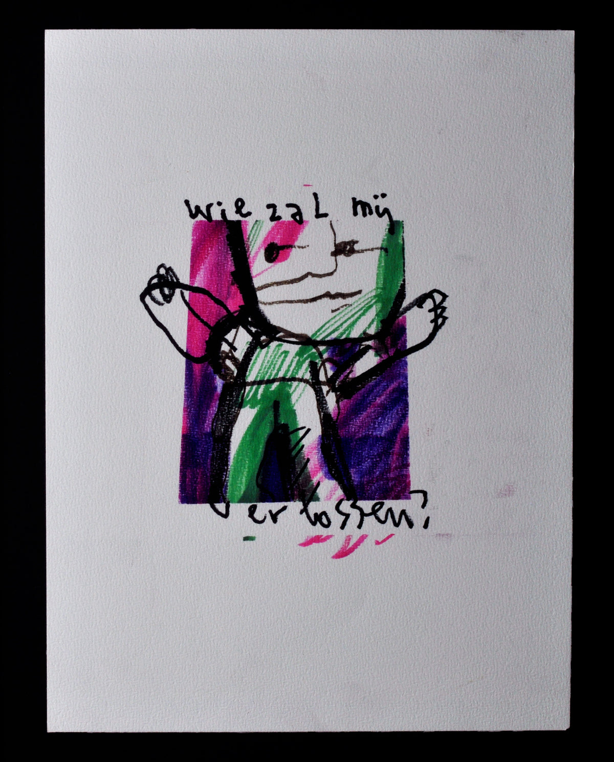 Herman Brood — Wie zal mij, tekening  (ingelijst)