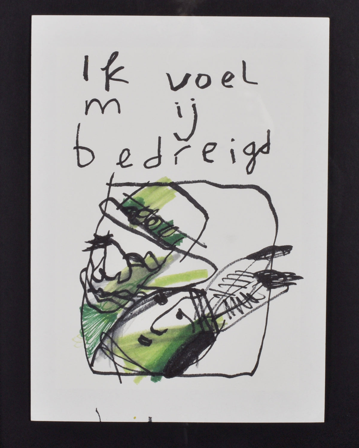 Herman Brood — Ik voel mij bedreigd, tekening  (ingelijst)