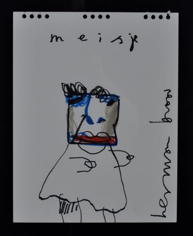 Herman Brood — Meisje, tekening  (ingelijst)