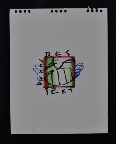 Herman Brood — Respekt 1, tekening  (ingelijst)