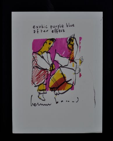 Herman Brood — Exotic puple blue, tekening, ingelijst