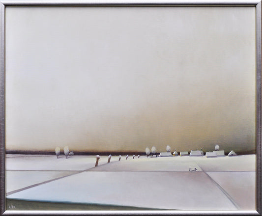 Chris ten Bruggen Kate — Mistig landschap, olieverf op linnen