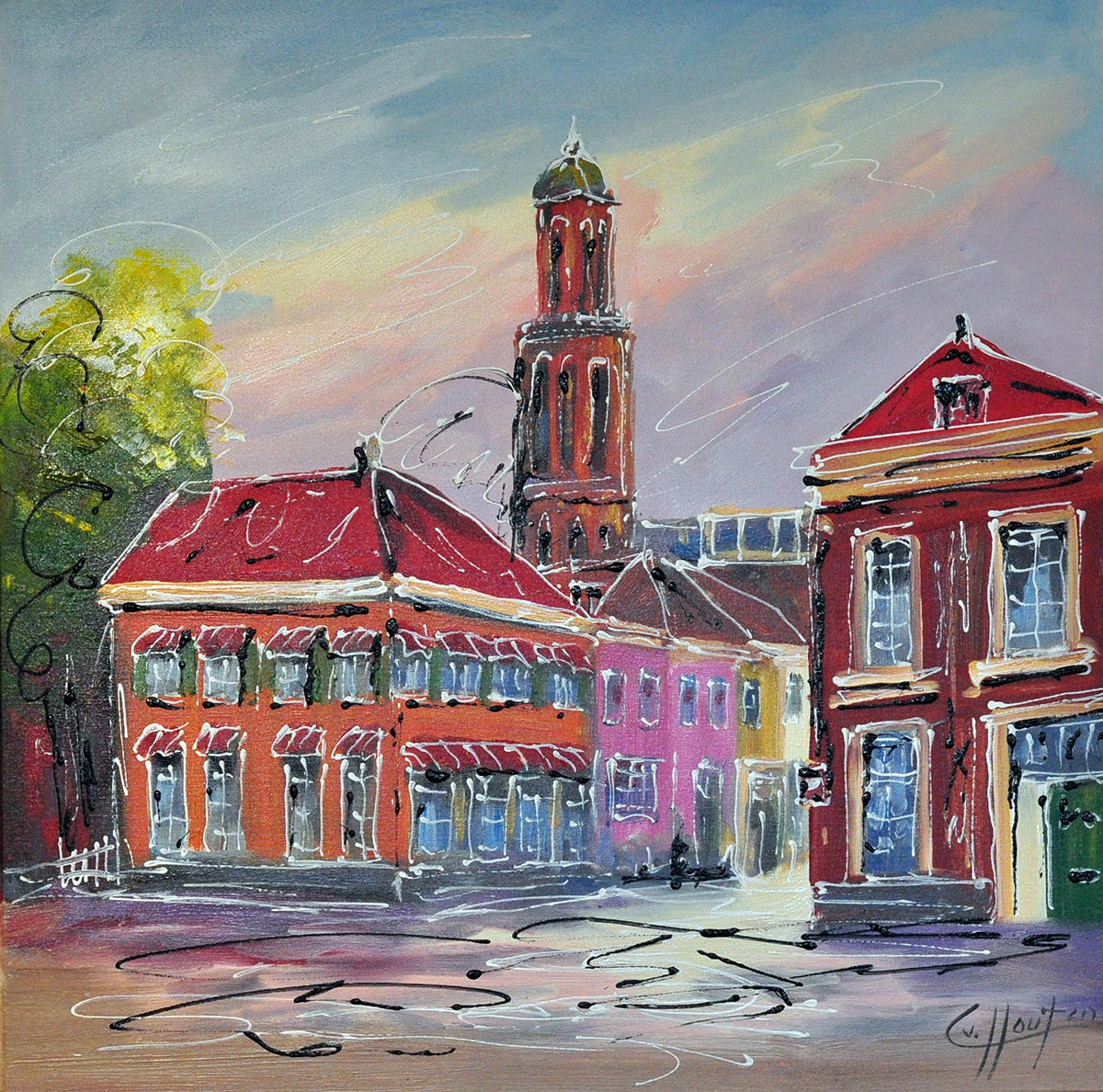 Caspar van Houten — Kamperstraat, olieverf op linnen