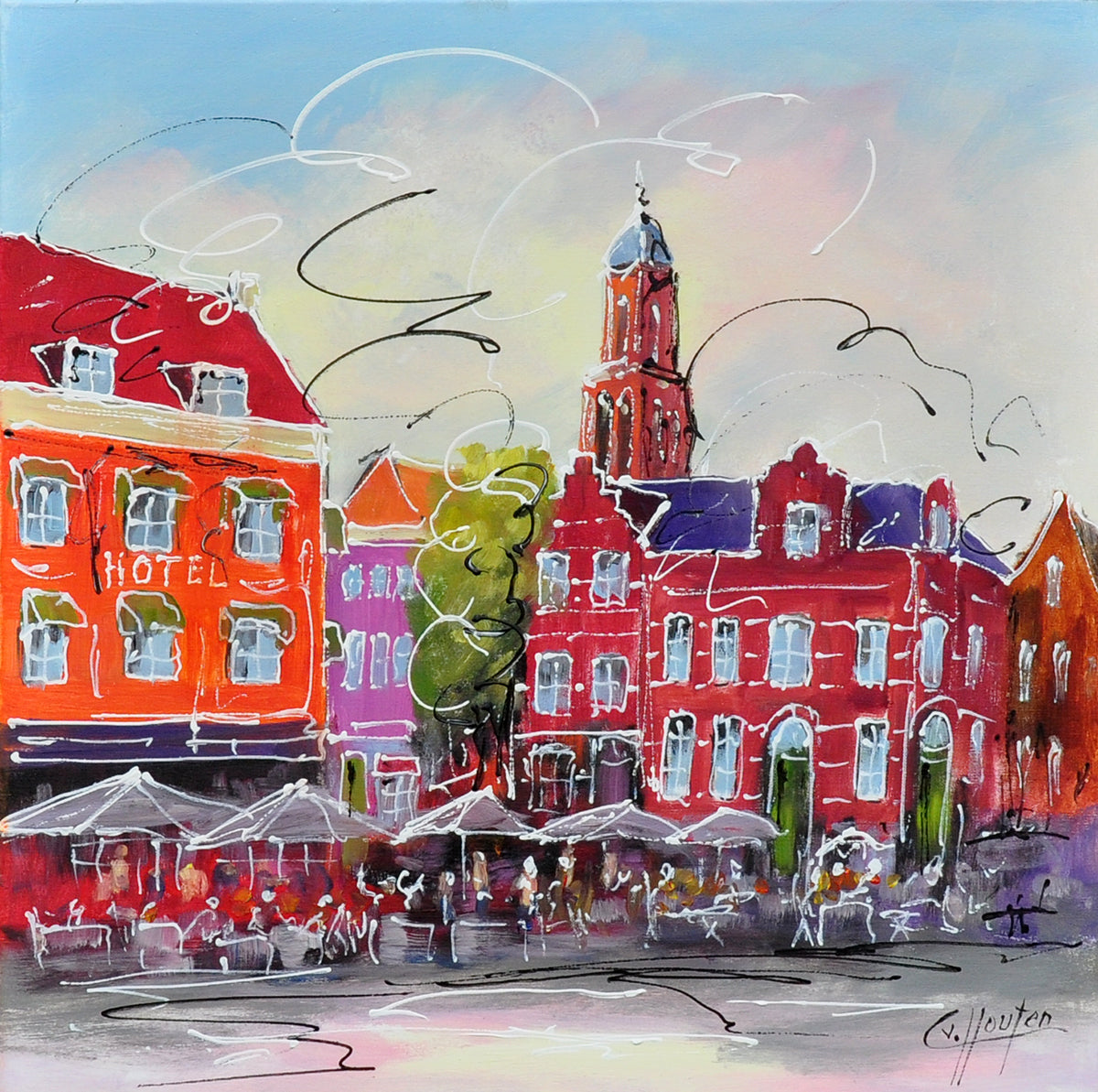 Caspar van Houten — Prettige dag in Zwolle, olieverf op linnen
