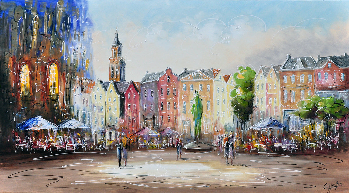 Caspar van Houten — Sereen Zwolle, olieverf op linnen