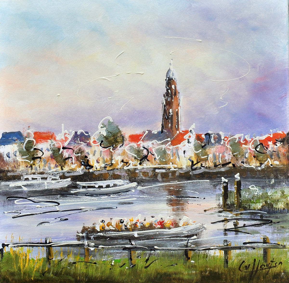 Caspar van Houten — Vanaf de kade, olieverf op linnen