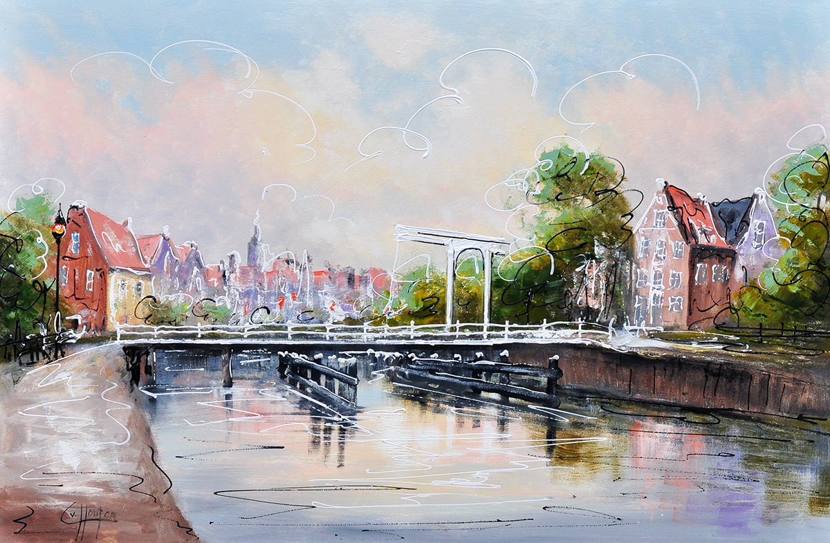 Caspar van Houten — Langs de Pelserbrug, olieverf op linnen