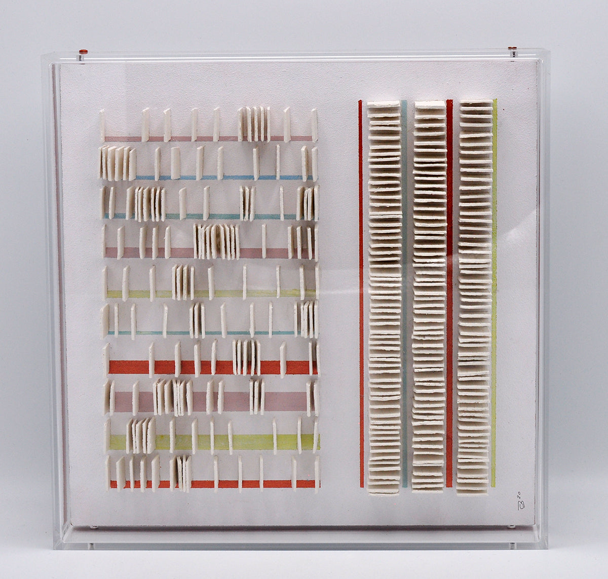 Charlotte Burgmans — Organized Chaos Color 17, mixed media in uv plexiglas cover