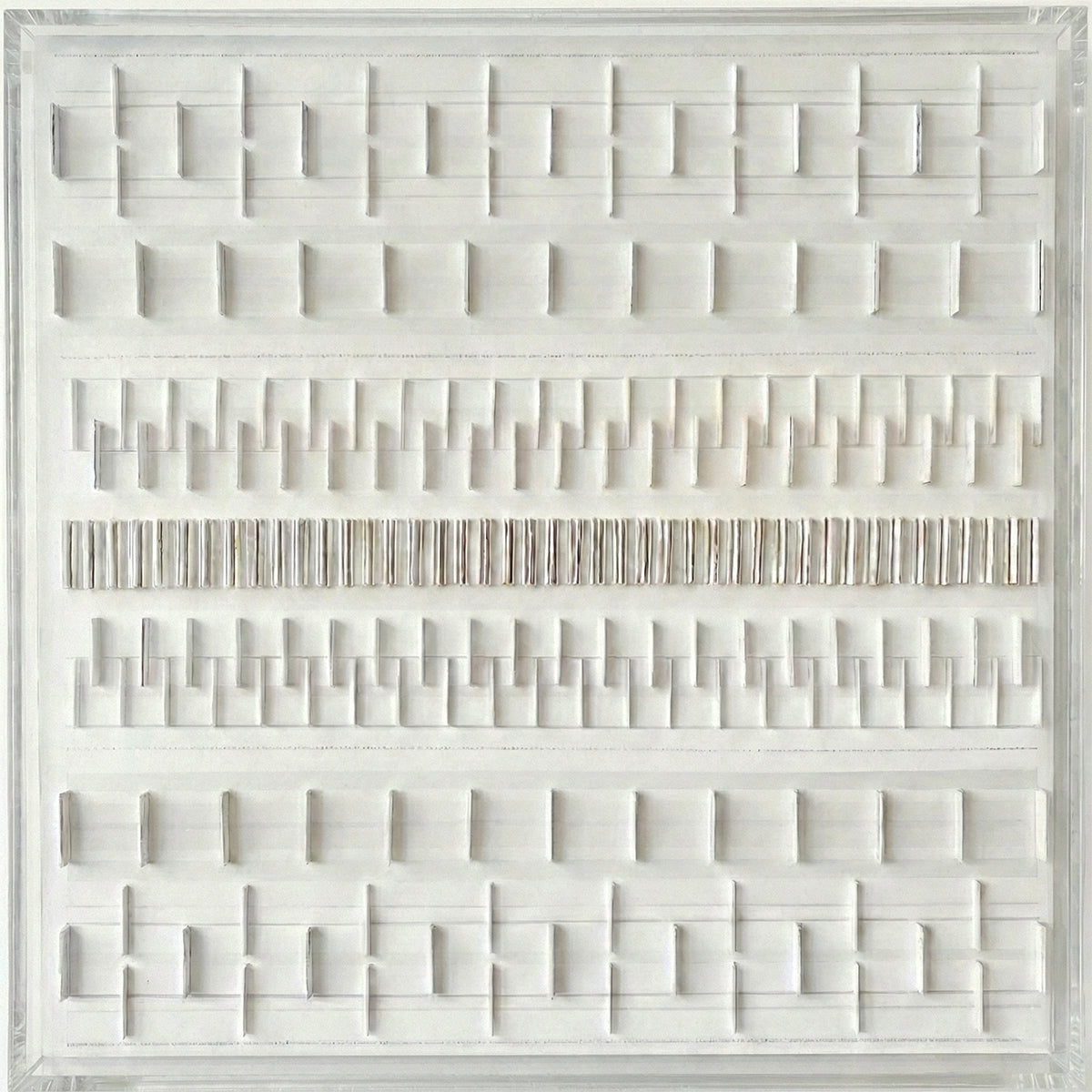 Charlotte Burgmans — Organized Chaos 30, mixed media in uv plexiglas cover