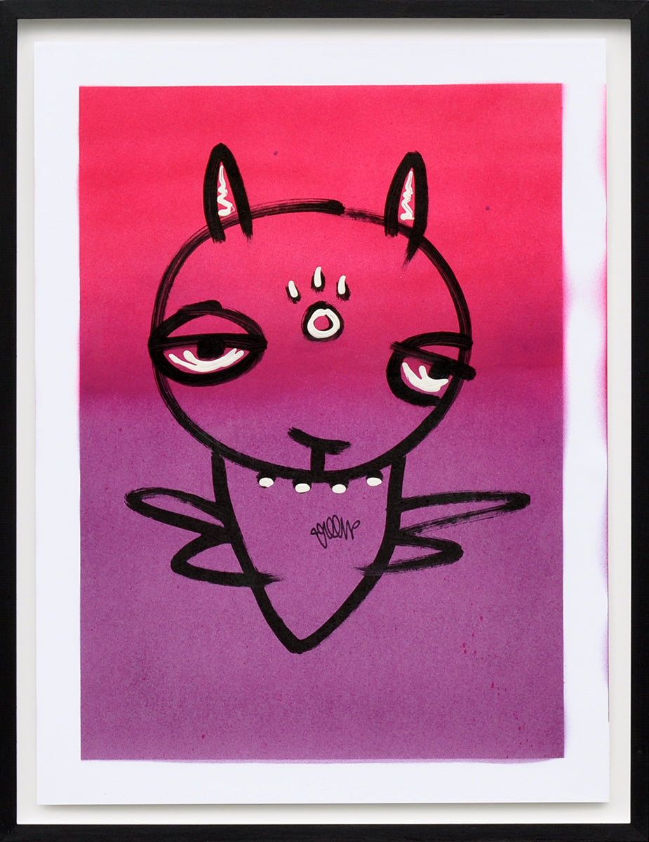 Charles K. Williams — Pink Plum Flying SQRL, mixed media (in museumglas)