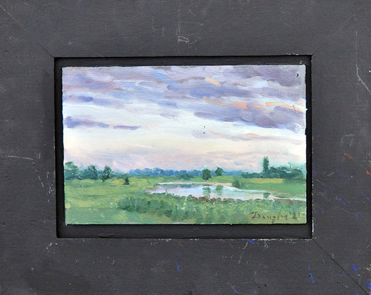 Daniel Douglas — Zicht op de IJssel, olieverf op paneel