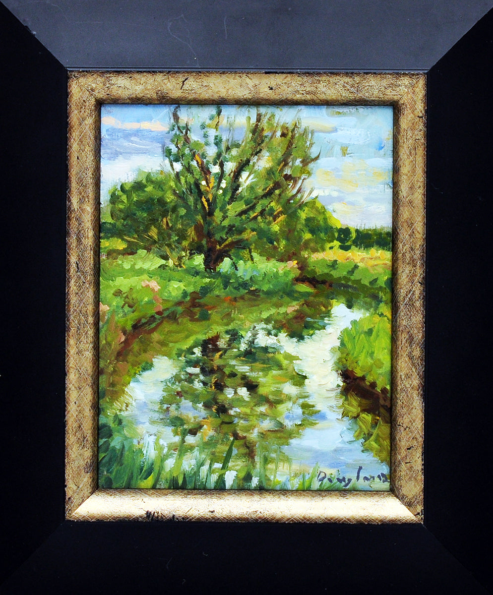 Daniel Douglas — Riviertje in natuurlandschap, olieverf op paneel