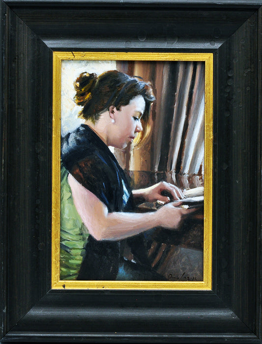 Daniel Douglas — De lezeres, olieverf op paneel