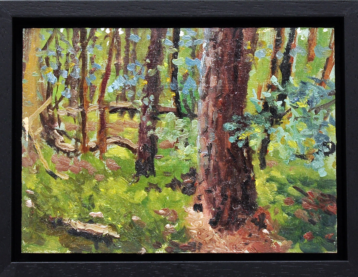 Daniel Douglas — In het bos, olieverf op paneel