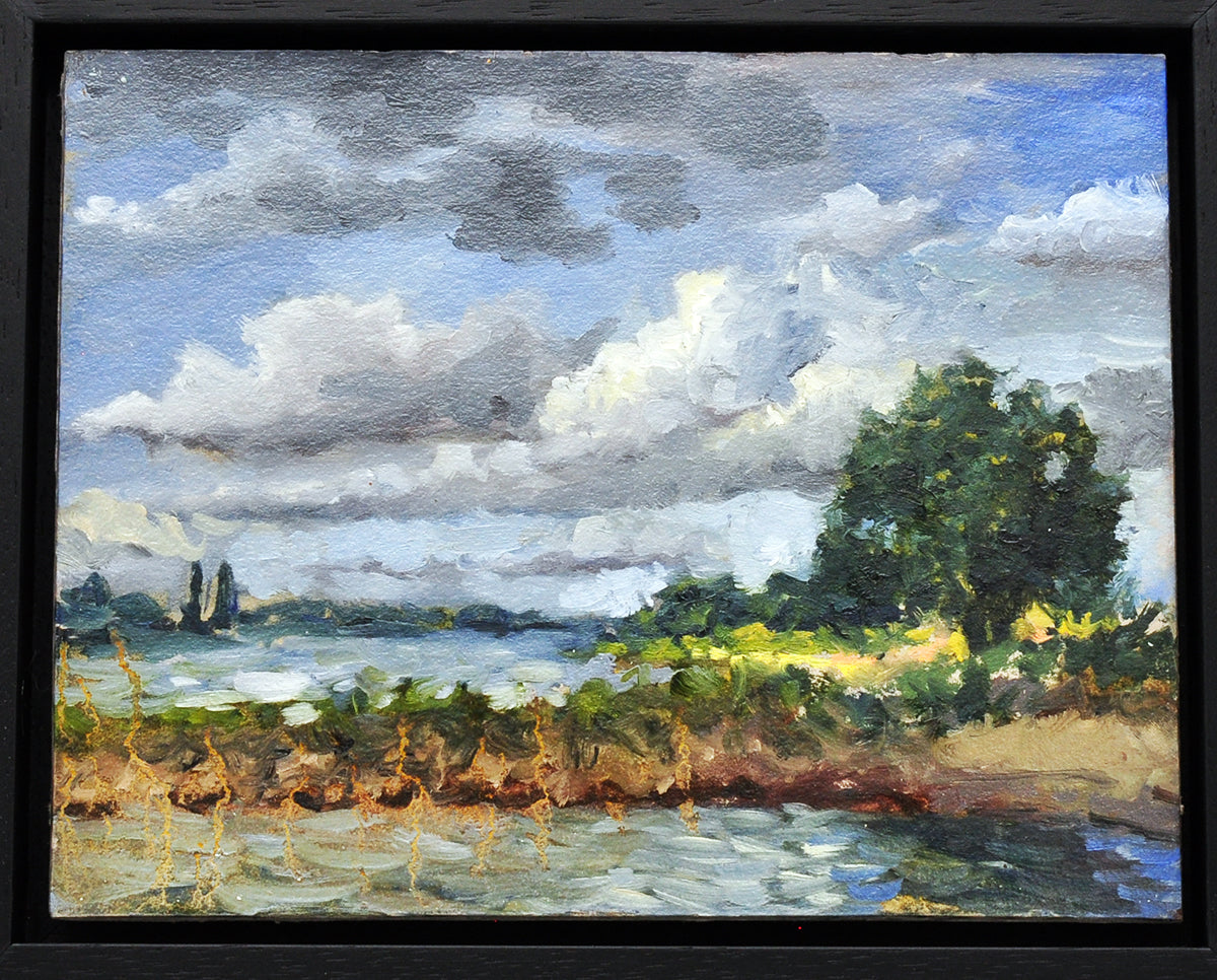 Daniel Douglas — Hollands landschap, olieverf op paneel