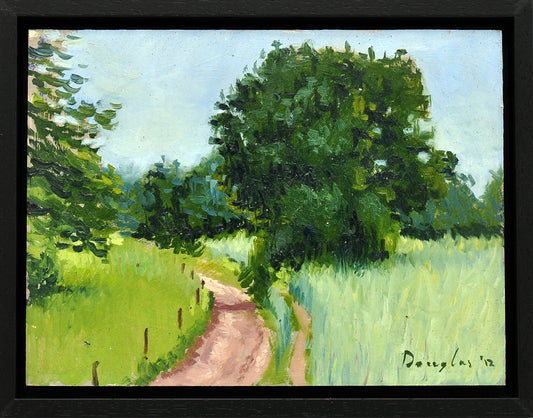 Daniel Douglas — Zandpad door de wei, olieverf op paneel