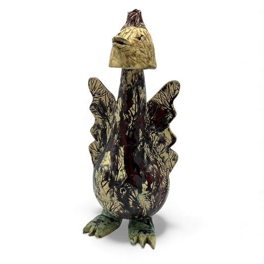 Colja de Roo — Eendvogel, glazuur rood/groen, keramiek