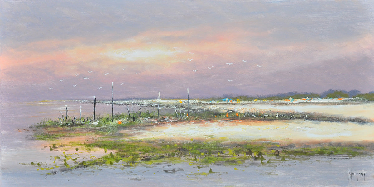 Daniel Dumont — On the beach, olieverf op linnen