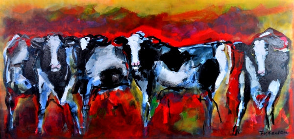 Frits van Eeden — Koeien, acryl op linnen