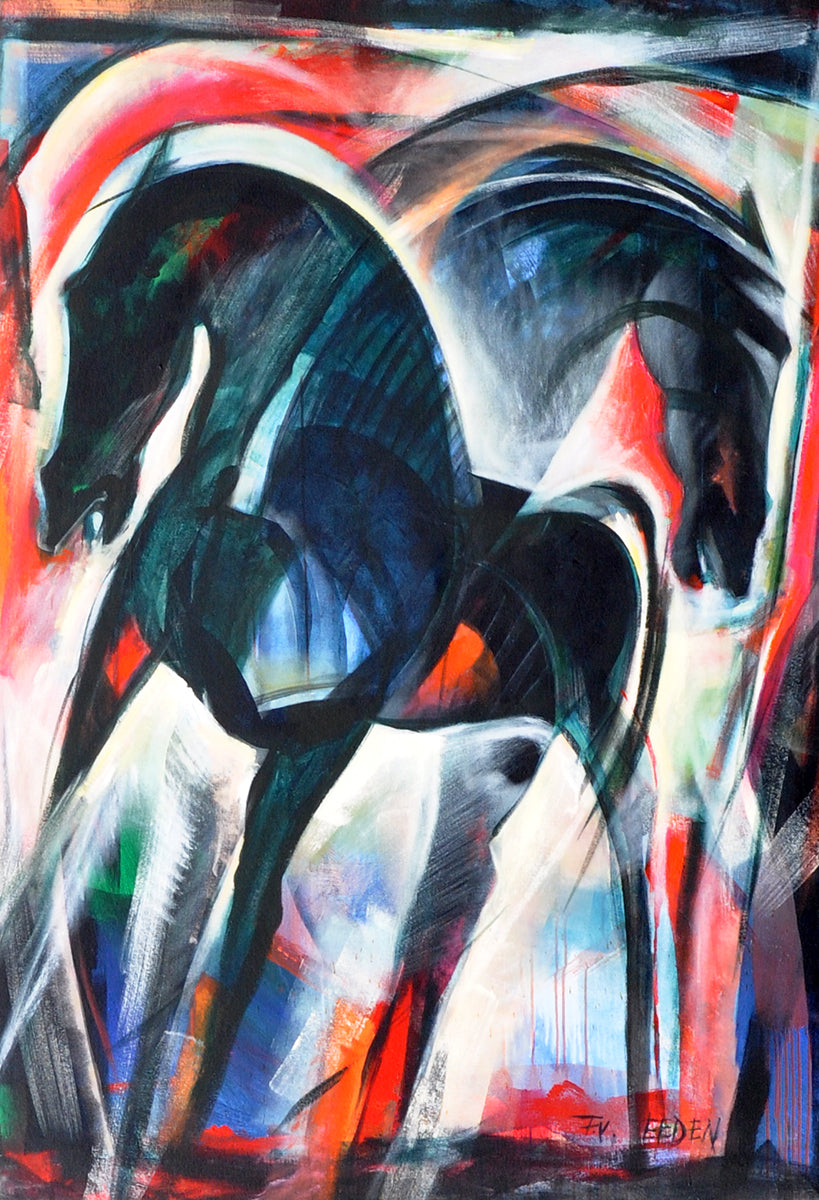 Frits van Eeden — Stallions, acryl op linnen