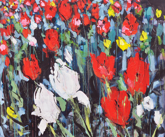 Frits van Eeden — Rood, wit en geel, acryl op linnen