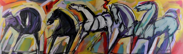 Frits van Eeden — Young stallions, acryl op linnen