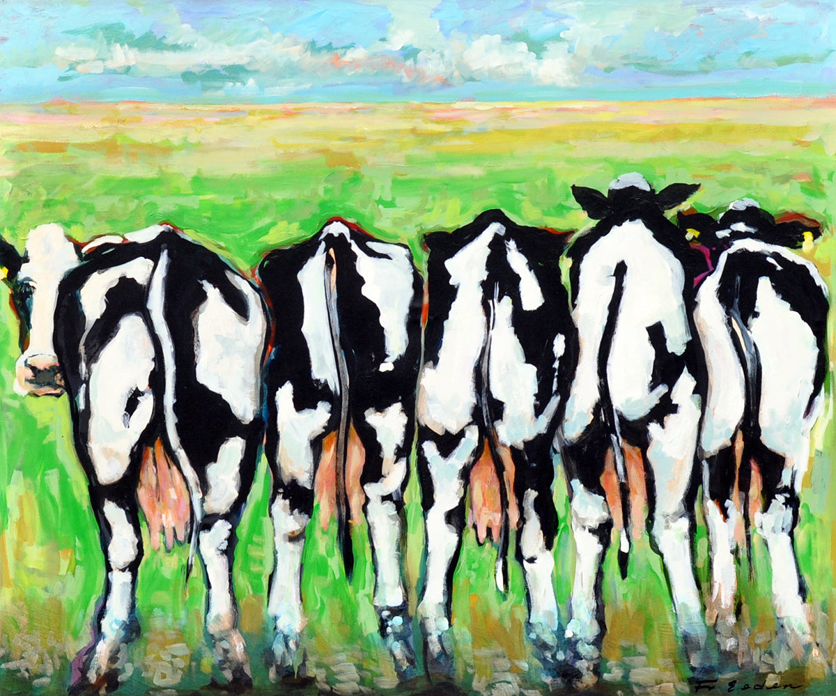 Frits van Eeden — Cows in Dutch landscape, acryl op linnen