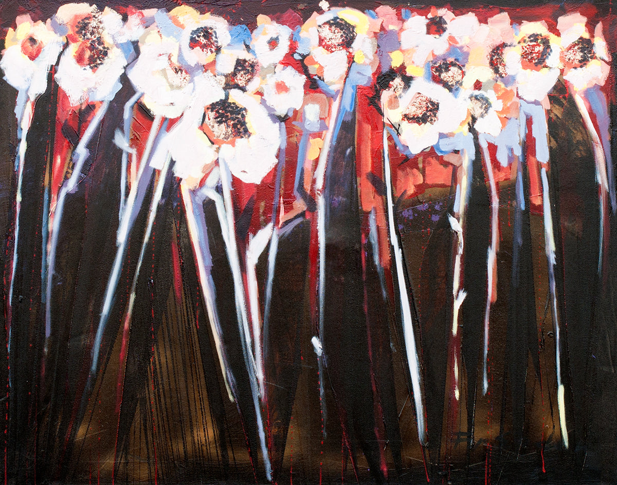 Frits van Eeden — Flowers in dusk, acryl op linnen