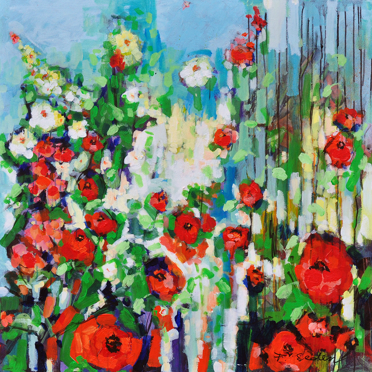 Frits van Eeden — Bloemen, acryl op linnen