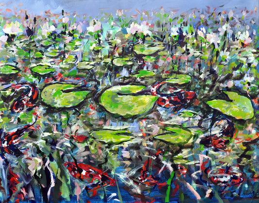 Frits van Eeden — Lively lake, acryl op linnen