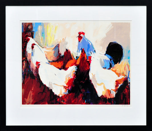 Gerda Elfring — 6 Kippen, zeefdruk