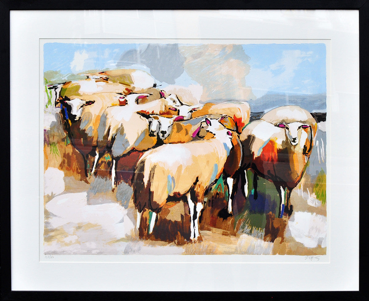 Gerda Elfring — Kudde schapen, zeefdruk