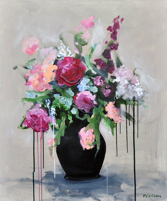 Eva Moreau — Vase Avec des Fleurs, gemengde techniek