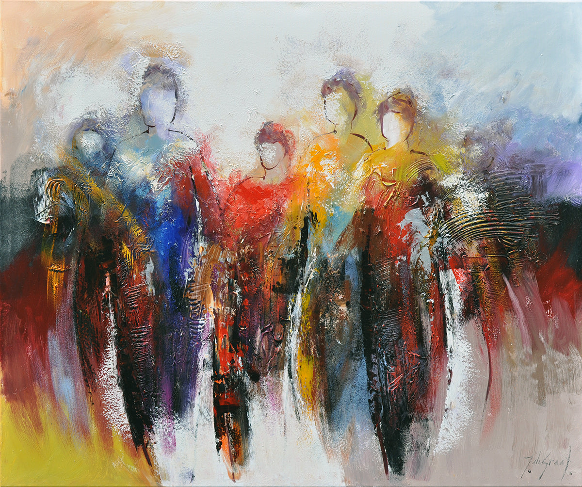 Jochem de Graaf — Walking ladies, olieverf op linnen