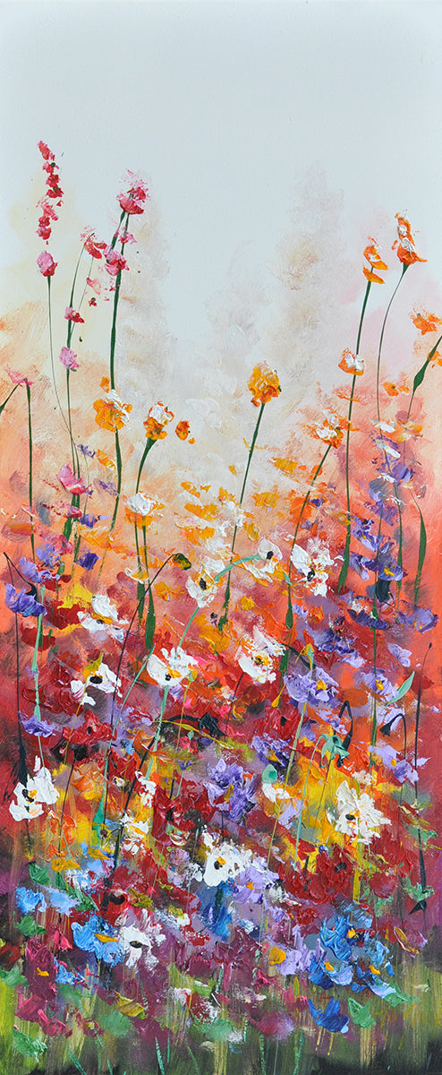 Jochem de Graaf — Bloeiende wilde bloemen, olieverf op linnen