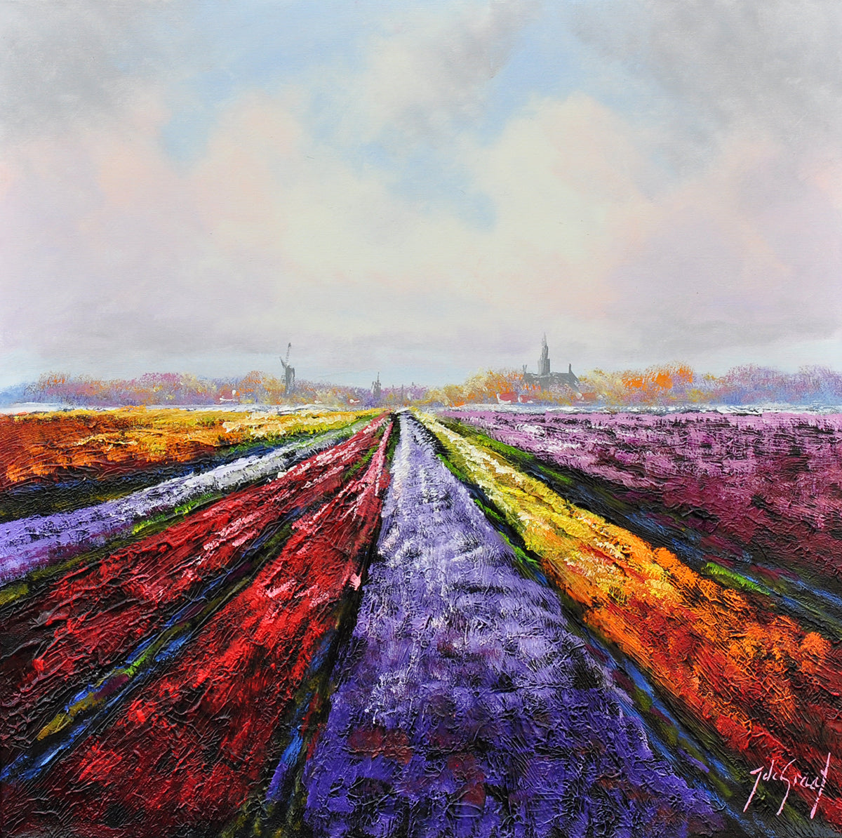 Jochem de Graaf — Dutch flower fields, olieverf op linnen