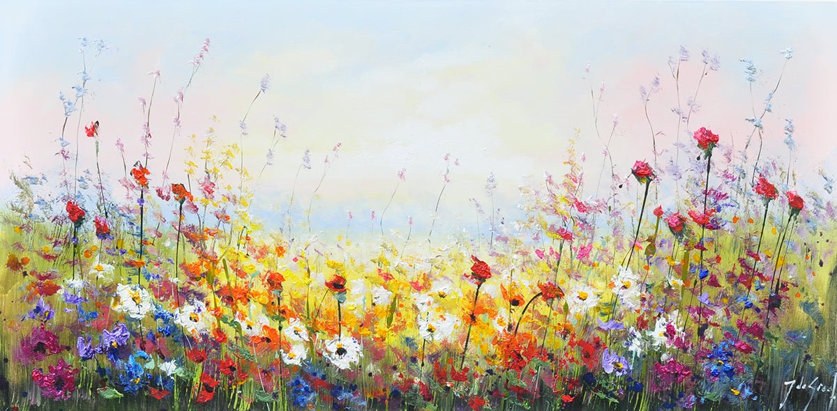 Jochem de Graaf — Kleurrijke bloemenvelden, olieverf op linnen