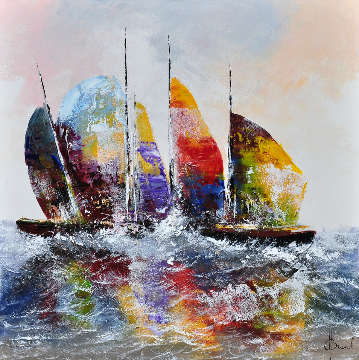Henry Brand — Zeilen op de wind, olieverf op linnen
