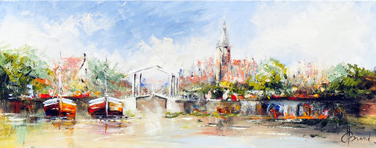 Henry Brand — Zomerlicht over de haven, olieverf op linnen