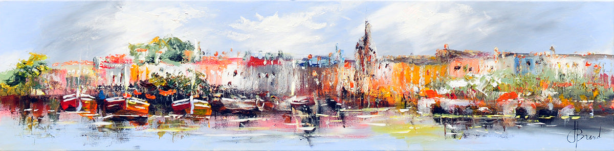 Henry Brand — Panorama van de oude haven, olieverf op linnen