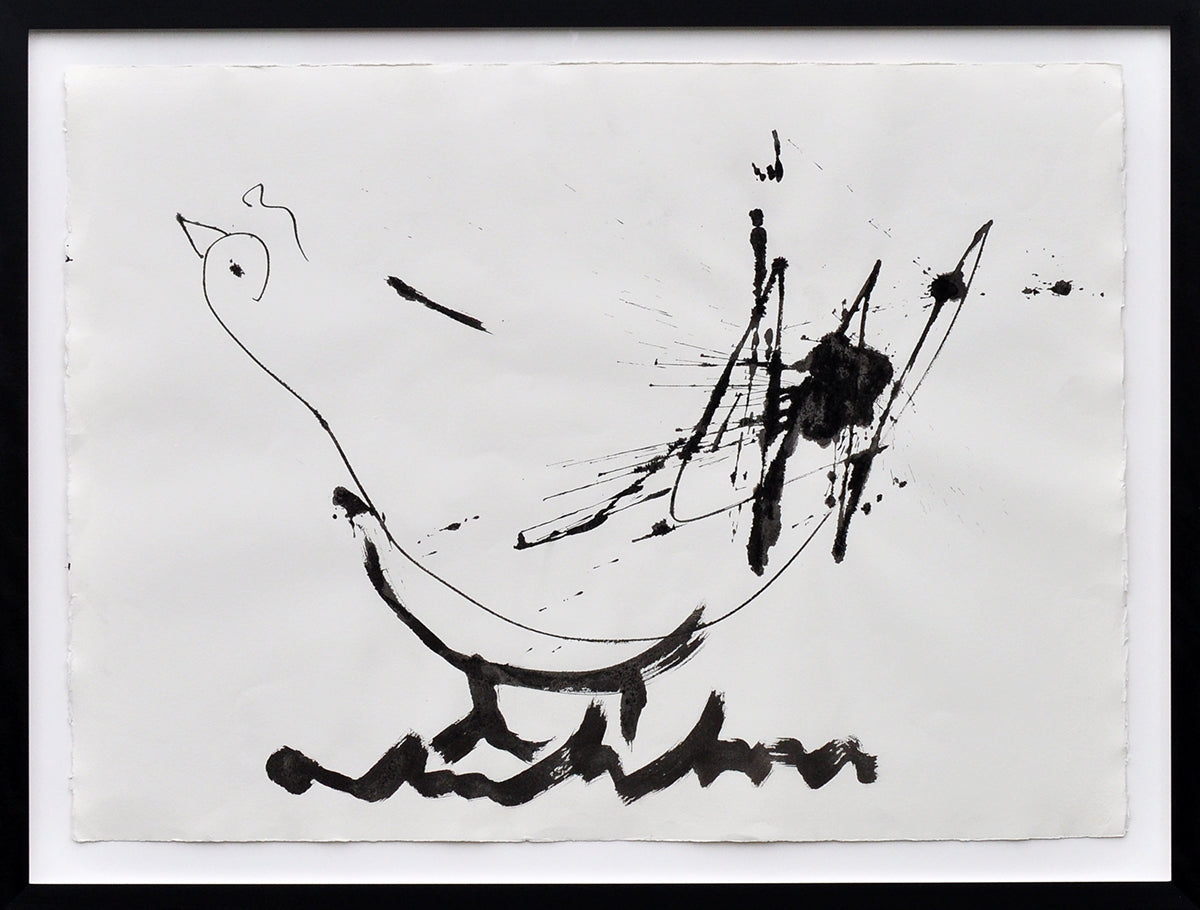 Anton Heyboer — Kip Mono, gouache (in museumglas)