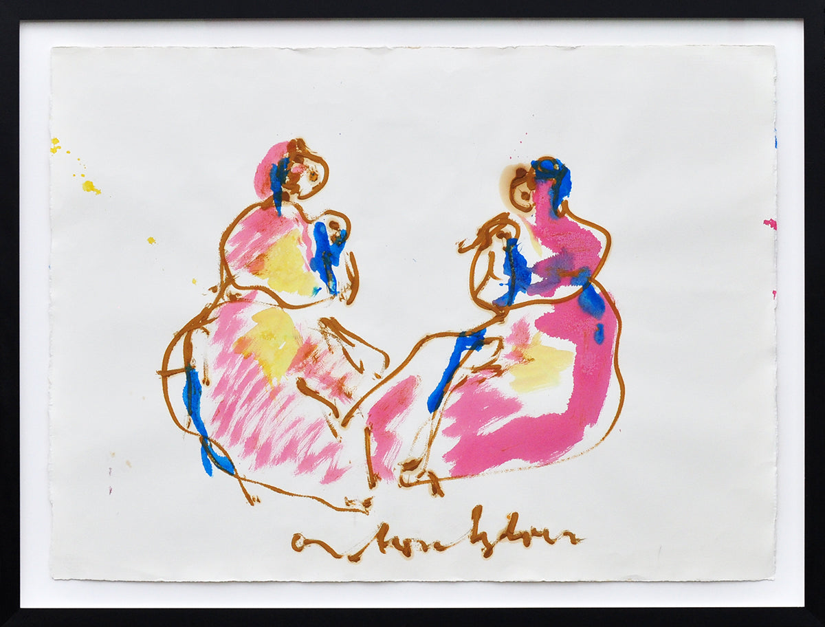 Anton Heyboer — Moeders en kinderen, gouache (in museumglas)