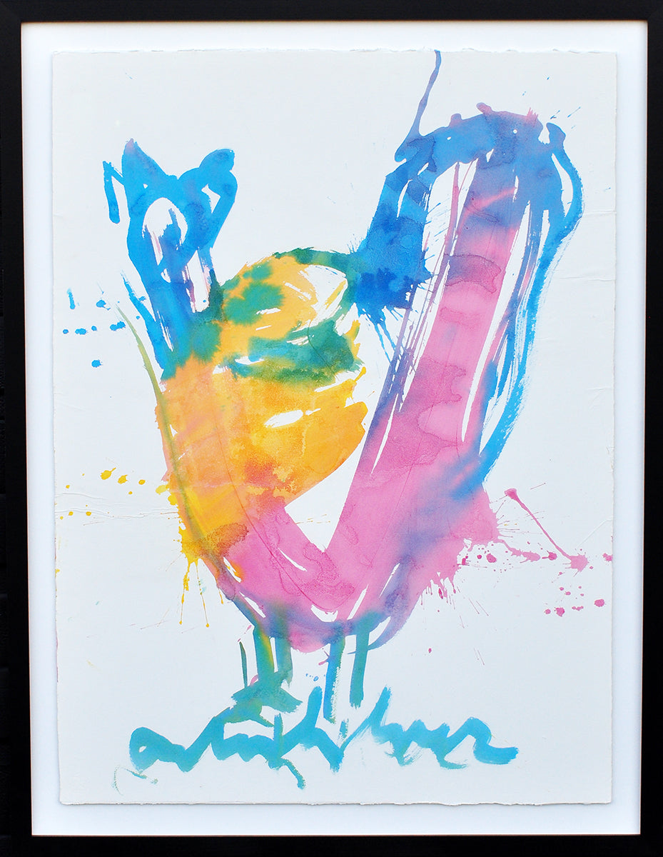 Anton Heyboer — Kip in lijnvoering, gouache (in museumglas)