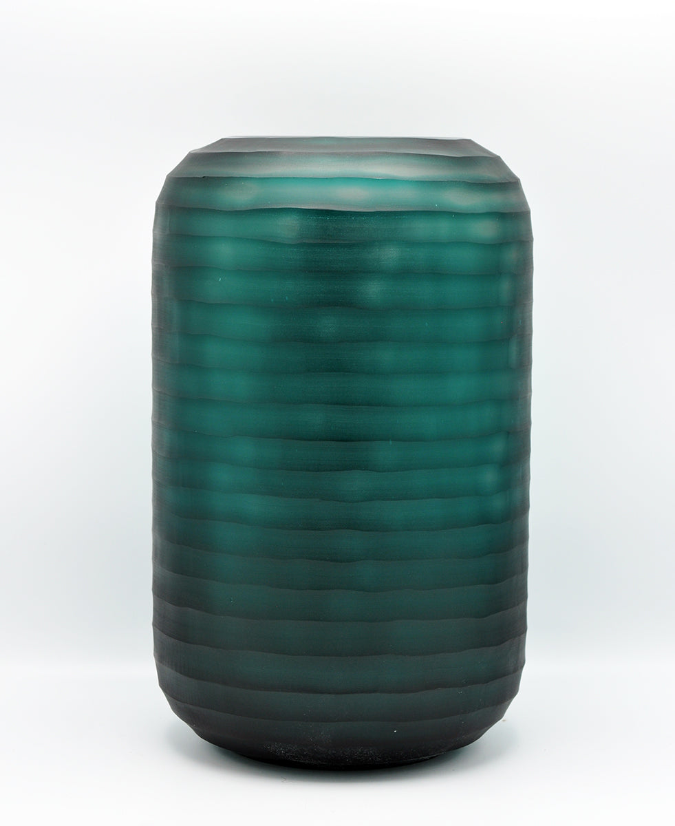 O4HOME — Cylinder vaas, gesneden aqua/grijs L, glas