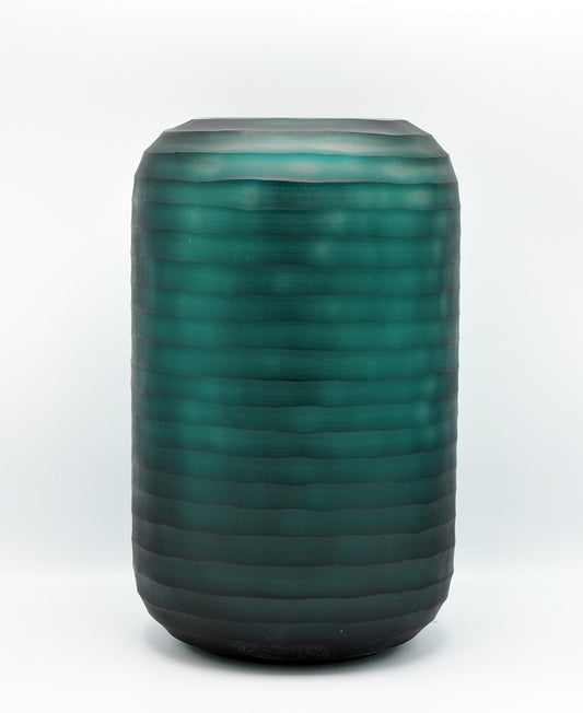 O4HOME — Cylinder vaas, gesneden aqua/grijs L, glas