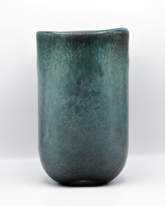 O4HOME — Vaas met messing bubbels, blauwe kracht L, glas
