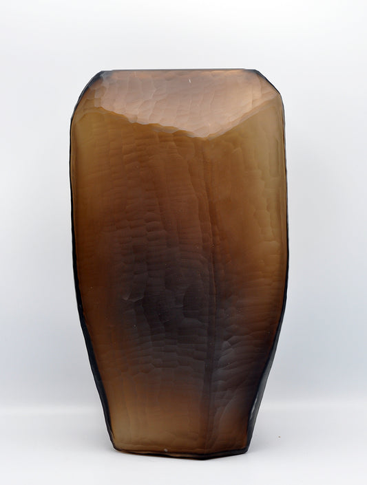 O4HOME — Vaas, organische gesneden, licht bruin L, glas