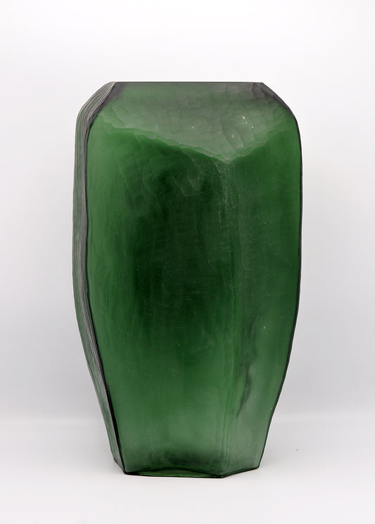 O4HOME — Vaas, organische gesneden, groen L, glas
