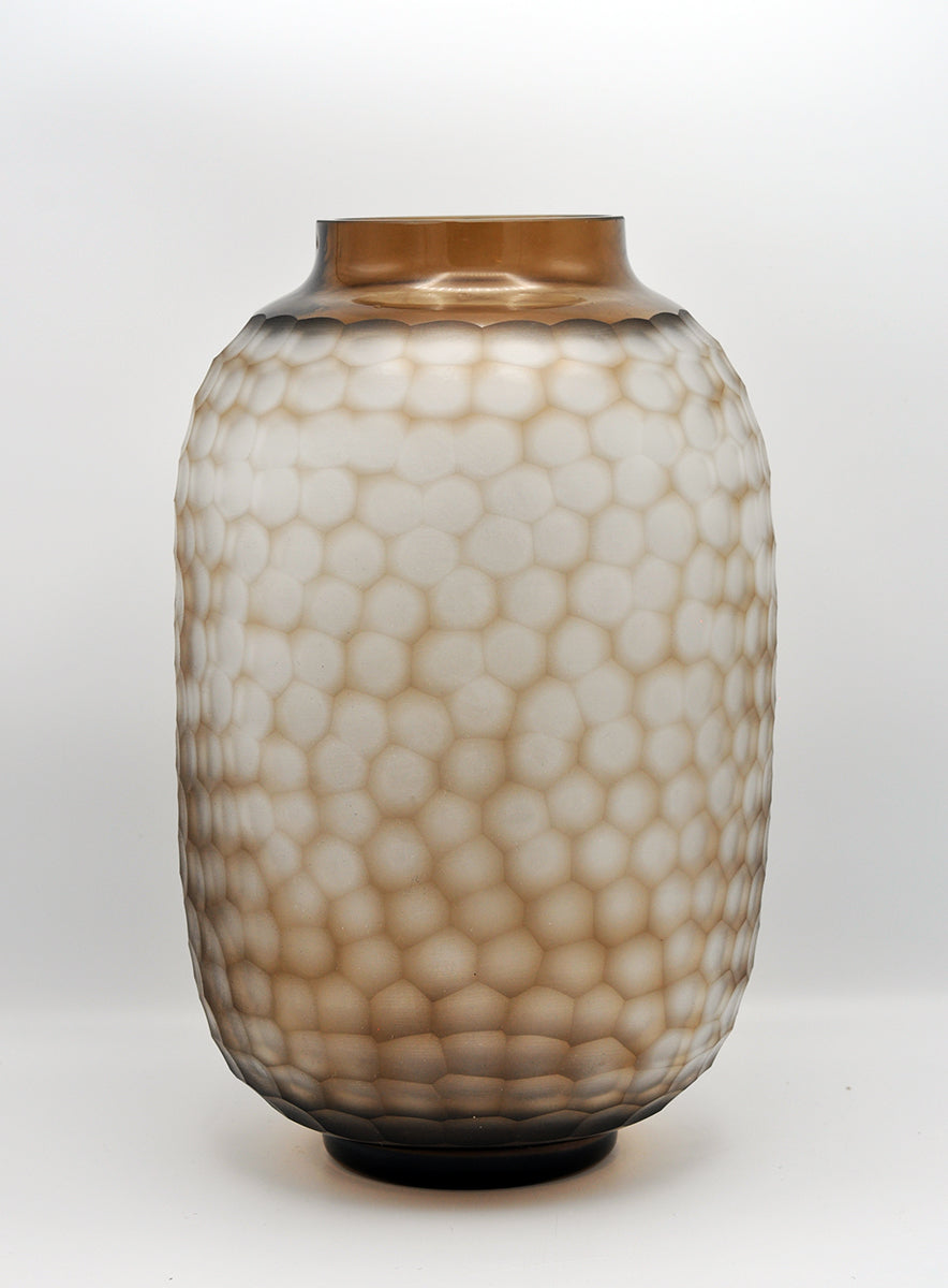 O4HOME — Vaas, gesneden, helder bruin L, glas