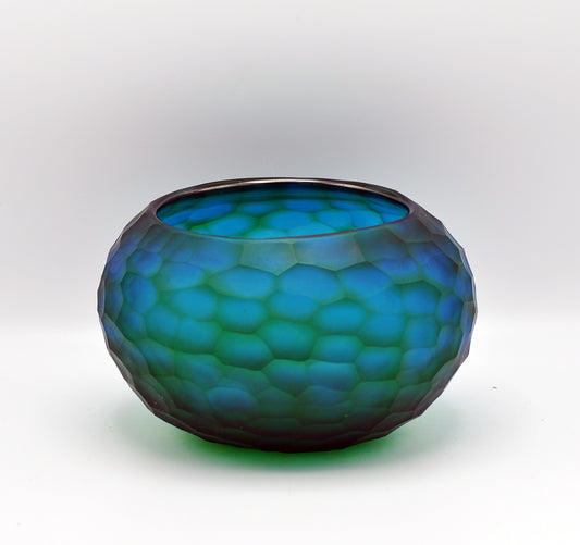 O4HOME — Organisch gesneden kom, turquois M, glas